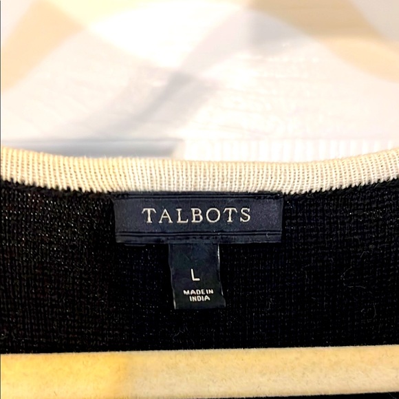 Talbots Black Knit Sweater Vest with White Trim - Picture 2 of 3